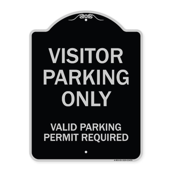 Parking Area Visitors Parking Valid Parking Permit Required Aluminum Sign, 24" x 18", BS-1824-23470